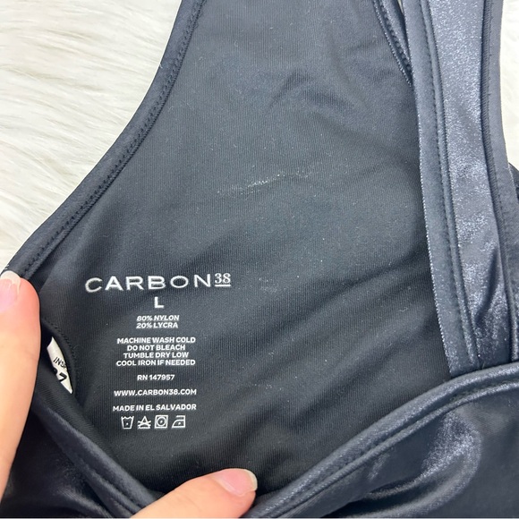 Carbon 38 Black Sports Bra in Takara Shine Size L - Picture 7 of 10